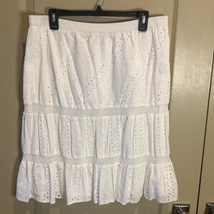 Studio West White Eyelet Skirt, Size Large
